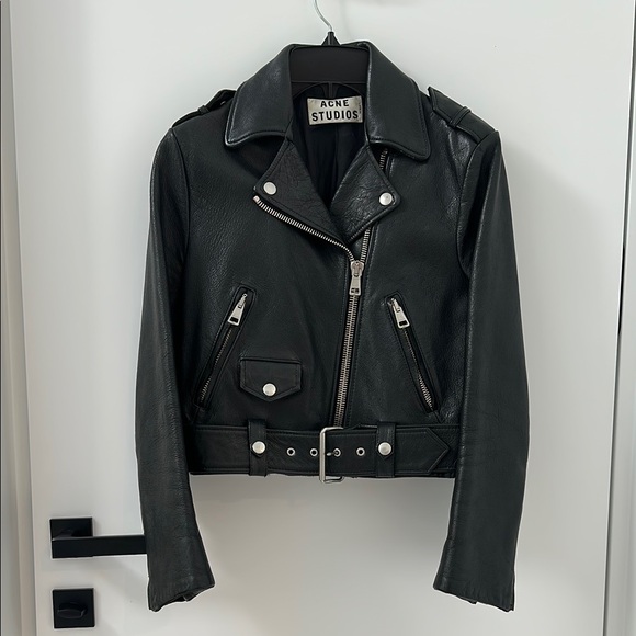 Acne Black Leather Jacket - Picture 1 of 4